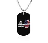 Love High Skydiving It'S My DNA Dog Tag Necklace Stainless Steel Plated Pendant Memorial Jewelry Gift for Men Women