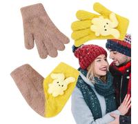 Love Holding Hands Gloves - Touchscreen Winter Knit, Warm Glove for Couples | Cute, Funny Combination for Friends, Girlfriends, Cold Weather, Outdoor Activities, Romantic Gift