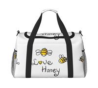 Love Honey Large Travel Duffle Bag with Shoulder Strap,Water-Resistant Twill Weekender Bag for Men Women,Spacious Carryall Gym Bag