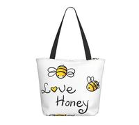 Love Honey Women'S Large Shopping Tote Bag, Lightweight Durable Polyester Tote With All-Over Print,Foam Padded For Protection