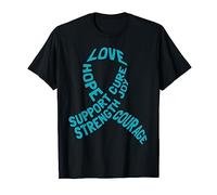 Love Hope Courage Ovarian Cancer Carcinoma Gynecology Teal T-Shirt