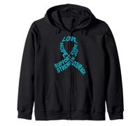 Love Hope Courage Ovarian Cancer Carcinoma Gynecology Teal Zip Hoodie