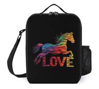 Love Horses Rainbow Horse Silhouette Insulated Lunch Bag for Men Women Reusable Soft Lunchbox Portable Tote Bags for Office Work Picnic