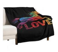 Love Horses Rainbow Horse Silhouette Lightweight Throw Blanket for Bed Couch Soft Flannel Blankets Large Warm Plush Throws 40"x60"