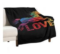 Love Horses Rainbow Horse Silhouette Lightweight Throw Blanket for Bed Couch Soft Flannel Blankets Large Warm Plush Throws 50"x70"