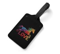 Love Horses Rainbow Horse Silhouette PU Leather Luggage Tags Privacy Cover ID Label Personalized Suitcase Tag for Travel Backpack 7x12cm