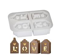 Love House Silicone Candy Mold, Romantic Love House Resin Casting Mould | 4 Cavity Baking Cake Decorating Tool Silicone Soap Making Supplies for bo
