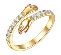 Love Hug Diamond Ring European and American Jane Eyres Fashion Hug Ring Open Enamel Ring Teen Girls Jewelry (A, One Size)