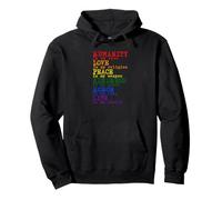 Love Humanity Quote Human Religion Rainbow Peace Words Pullover Hoodie