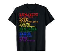 Love Humanity Quote Human Religion Rainbow Peace Words T-Shirt