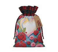 Love In Bloom Holiday Printed Drawstring Pouch S, Polyester Holiday Storage Pouch With Tag