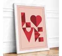 Love in Geometric Form Typography Framed Wall Art Print A4 White | Ready to Hang, Premium Gi Paper, Fade-Resistant Inks, Securely Packaged, UK Made