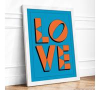Love in Geometry Mid-Century Framed Wall Art Print A3 (42×29.7cm) White, Wall Decor for Living Room, Bedroom, Office & Home, Ready to Hang, Art Gift