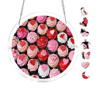 Love Inspired Cupcake Heart Print Round Acrylic Puzzle 7.8x7.8inch Hanging Wall Decor Cozy Home Decoration Mindful Hobby Indoor Leisure Activity Adult Puzzle Tabletop Decorative Art