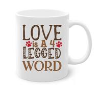 Love is a 4-Legged Word Ceramic Coffee Mug - Funny Dog Lover Gift, Pet Owner Cup, Animal Lover Present, 11oz Ceramic Mug