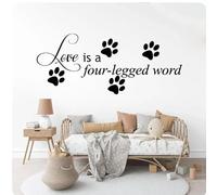 Love is A Four Legged Word Wall Sticker Cat Dog Pet Wall Decal,Black,56cmwidex23cmhigh