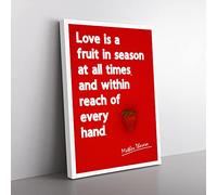 Love Is A Fruit Typography Red Canvas Wall Art Print Ready to Hang, Framed Picture for Living Room Bedroom Home Office Décor, 76x50 cm (30x20 Inch)