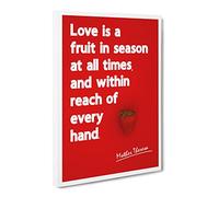 Love Is A Fruit Typography Red Canvas Wall Art Print Ready to Hang, Framed Picture for Living Room Bedroom Home Office Décor, 20x14 Inch (50x35 cm)