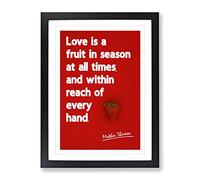 Love Is A Fruit Typography Red Framed Print | A2 Black Framed Wall Art | Ready to Hang | Modern Love Picture | Living Room Bedroom Lounge Office