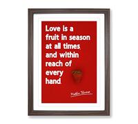 Love Is A Fruit Typography Red Framed Print | A3 Walnut Framed Wall Art | Ready to Hang | Modern Love Picture | Living Room Bedroom Lounge Office