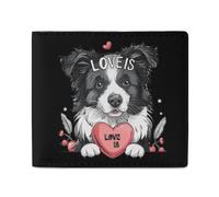 Love is Border Collie Bifold Wallet for Women Men Personalized Coin Purse Card Case Holder Pocket Wallet