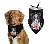 Love Is Border Collie Dog Bandana Adjustable Pet Scarf Bib Cute Triangle Handkerchief for Dogs Cats Gifts