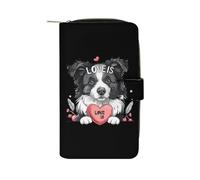 Love is Border Collie Womens PU Leather Wallet Long Purse Clutch Organizer for Office Travel