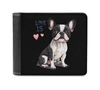Love is Boston Terrier Bostie Bifold Wallet PU Leather Pocket Wallet Slim Purse for Women Men Gifts