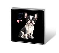 Love Is Boston Terrier Bostie Brooch Pins for Men Women Square Badge Collar Lapel Pins for Dress Jacket Accessories