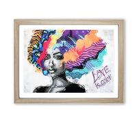 Love Is Colour Street Art In Abstract Modern Art Framed Print | A2 Oak Framed Wall Decor | Ready to Hang | Eclectic Love Picture | Living Room Bedroom Lounge Office