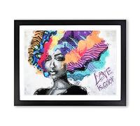 Love Is Colour Street Art In Abstract Modern Art Framed Print | A4 Black Framed Wall Decor | Ready to Hang | Eclectic Love Picture | Living Room Bedroom Lounge Office