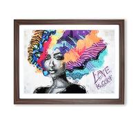 Love Is Colour Street Art In Abstract Modern Art Framed Print | A4 Walnut Framed Wall Decor | Ready to Hang | Eclectic Love Picture | Living Room Bedroom Lounge Office