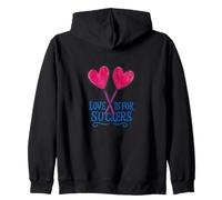 Love Is for Suckers Candy Heart Lollipop Anti-Valentine’s Zip Hoodie
