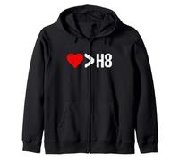 Love Is Greater Than Hate Distressed Text Lover Zip Hoodie