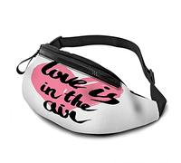 Love is in The Air Casual Waist Bag for Men Woman Romantic Love Quote Pink Heart Brush Valentines Words Durable Fanny Pack Enjoy Sport Hiking Running Cycling Outdoor