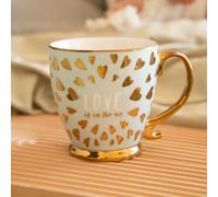 Love is in The Air Ceramic Mug 400ml Romantic Gold Finish Coffee Cup, Assorted Modern Designs, Glossy Gift Mug for Tea or Hot Drinks, Stylish Home or Office Use (Mint Green)