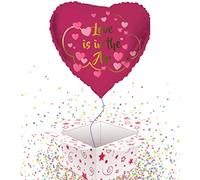 Love Is In The Air Red Heart Shaped 45cm Foil Helium Balloon - Inflated Balloon in a Box Birthday