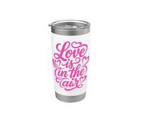 Love is in The Air Romantic Script Hearts Design Stainless Steel Insulated Tumbler