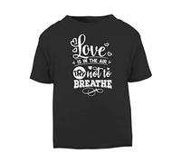 Love is in The air Try not to Breathe [Style one] (Anti-Romantic Quotes for Couples, Anniversary) Short Sleeve Cotton Toddler t Shirt, 1-2 Years, Black
