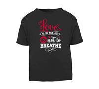 Love is in The air Try not to Breathe [Style Two] (Anti-Romantic Quotes for Couples, Anniversary) Short Sleeve Cotton Toddler t Shirt, 2-3 Years, Black