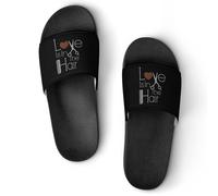 Love Is In The Hair Hairstylist Women's House Slippers for Men Shower Slides Bathroom Shoes Sandals 41 (255mm)