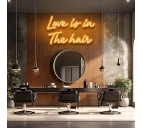 Love is in The Hair Neon Sign,Custom Business Signs, Hair Studio Beauty Room Light Signs for Beauty Salon