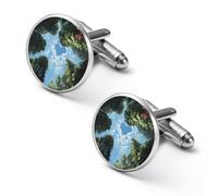 Love Is in The Trees Round Cufflinks for Men Classic Cuff Links Jewellery for Wedding Business Party
