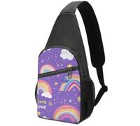 Love Is Love Clouds Rainbows Stars Men Crossbody Bag Pockets Pack | Chest Shoulder Hands-Free Travel Running Sports Workout Casual