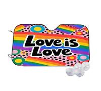 Love is Love Dots LGBTQ Wind Sun Shade for Car Sun Visor Foldable Vehicle Sunshade 27.5×51.2 Inch