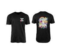 Love is Love Flower Collage Black T-Shirt Top Tee - Rainbow Gay Pride Parade Queer LGBTQ Festival Mens Womens Unisex Fashion Clothing Clothes Gift