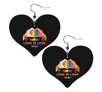 Love Is Love Heart Lgbt Pride Leather Earrings For Women Dangle Earring Drop Pendant With Hook Gifts For Adult Girl