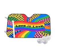 Love is Love LGBT Flag Wind Sun Shade for Car Sun Visor Foldable Vehicle Sunshade 30x55 Inch