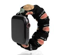 Love Is Love Pineapple Pizza Elastic Scrunchie Watch Bands Bracelet Strap Compatible with IWatch Series 6 5 4 3 2 1 Black-style 42mm/44mm