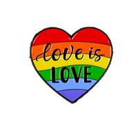 Love Is Love Rainbow Heart Pin Brooch, LGBTQ Ally Enamel Pin, Pride Month Gift For Gay Bisexual Lesbian Transgender Friend, Support Queer Rights Brooches, Inclusive Message Lapel Badge, Supportive
